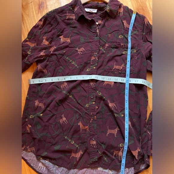 Beach Lunch Lounge Alana Dog Print Button Up Top Women Medium - Picture 7 of 13